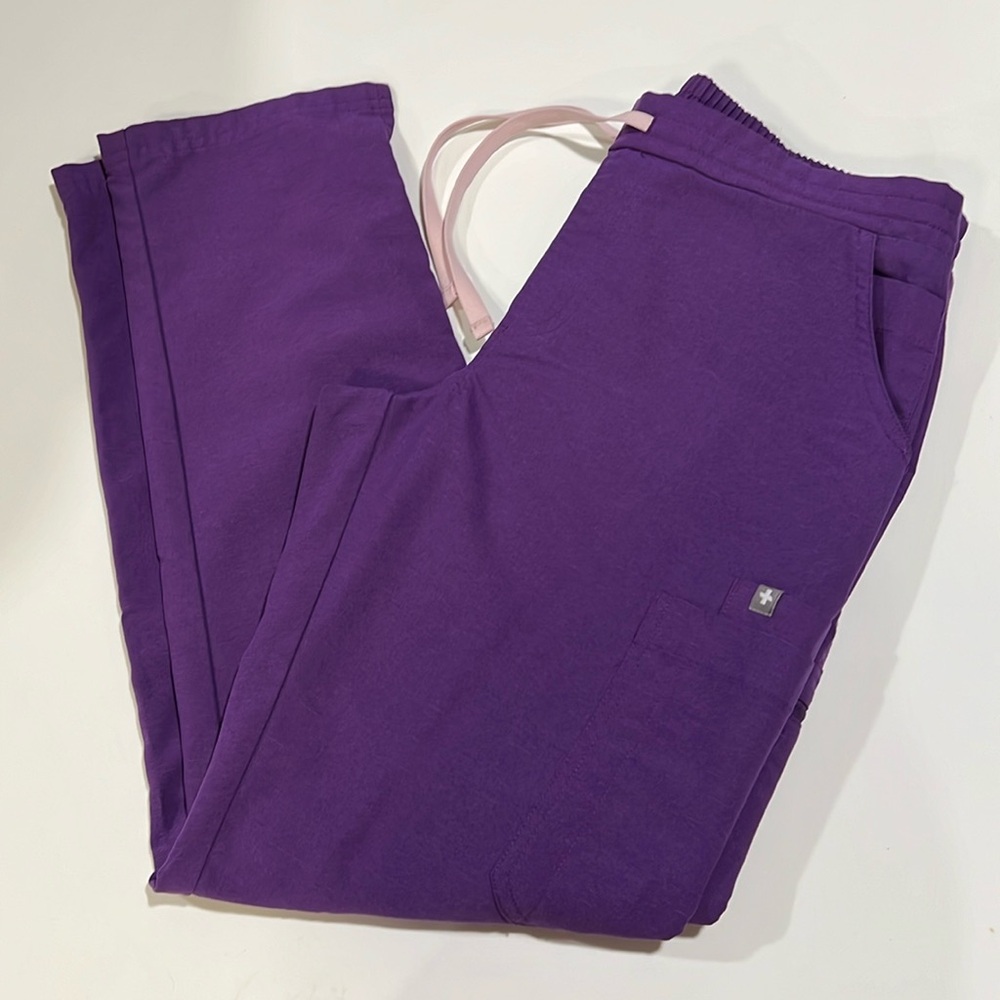 Figs Purple Jogger Pants with Pink Drawstring